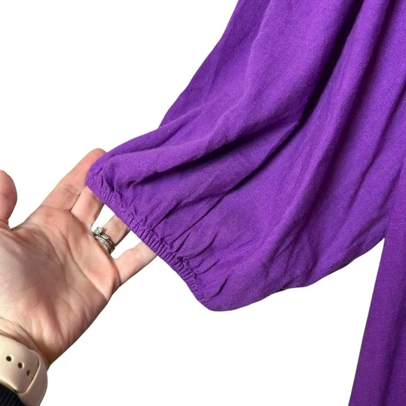J. Jill linen blend purple button front midi dress size 4X